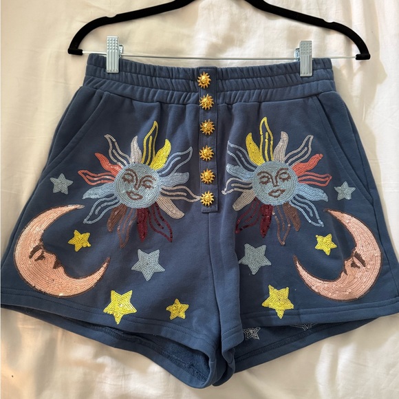 Queen of Sparkles Midnight Blue Stars & Moon Henley Short S - Picture 3 of 3